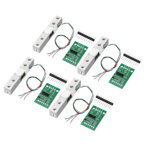 QUARKZMAN 4 Kit De Sensor De Peso Célula De Carga Digital 20KG + Módulo HX711 Sensor De Pesaje 24 Bits Precisión A/D doble Canal 20x33 mm Para Kit De Báscula De Cocina Electrónica