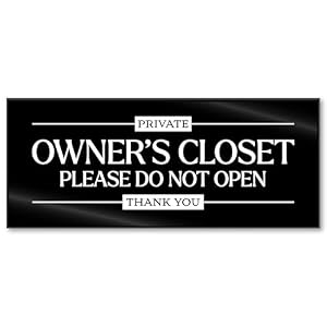 Acrylic 2.5×6 Owners Closet Sign, No Guest Access Sign, Compatible with Airbnb Essentials for Hosts Signs, Private Door, Renter Friendly Decor, Compatible with Airbnb Signs, Black, Made in USA
