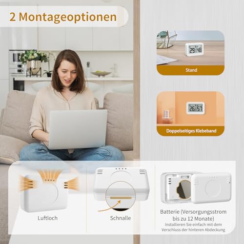 Foto von DOOMAY Mini Hygrometer Digital Thermometer Luftfeuchtigkeitsmesser 2er Pack