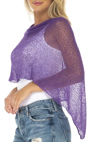 Image of SHU-SHI Womens Sheer Knit Poncho Shrug Lightweight Cover Up One Size Fits Most
