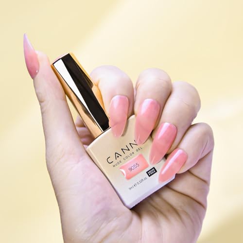 Image of CANNI Nude Pink Gel Nail Polish, 1Pcs Translucent Jelly Gel Polish Color High Gloss Soak Off U V Nail Manicure Salon DIY