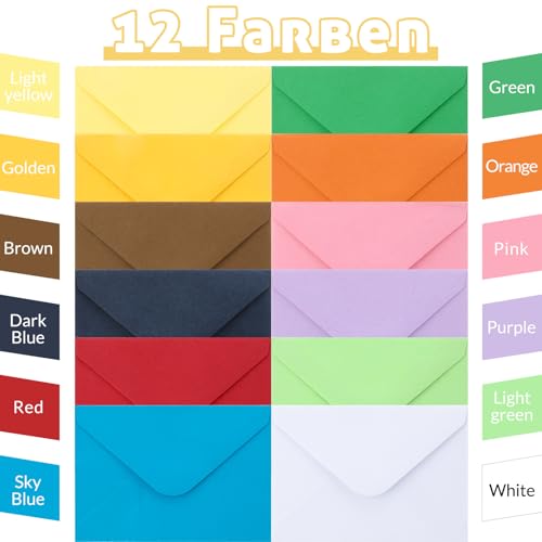 Smivyhp 60 Stück Mini Briefumschläge Bunt Umschläge Klein 10x7 cm mit Herz Verschluss Aufkleber, 8 Briefpapiere und 2 Wachssiegel Set für Geschenke Grußkarten Hochzeit Party