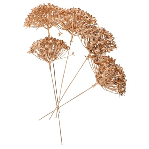 LIFKOME Hortensias Artificiales Doradas 5 Cabezas para Decoración De Bodas y Hogar
