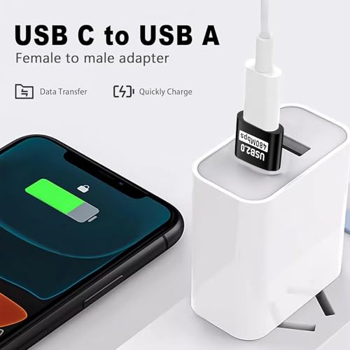 Image of ETZIN USB to USB C Adapter, USB C Female to A Male OTG Charger Type C Converter, USB 2.0 to USB C Adapter for Laptop, Charger, iPhone, MacBook, Samsung Galaxy etc. (4, Black)