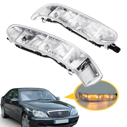 YFYANFEI Links Rechts Außenspiegel Blinker für Mercedes-Benz W220 W215 S CL Class CL500, Blinkerersatz, Inkl. Glühlampengläser, 2208200521 2208200621,Left