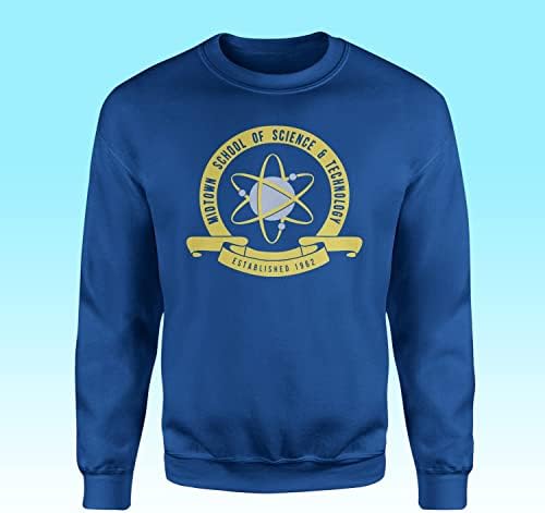 Midtown School Of Science Crest Sweatshirt - Men's Spider Movie Merch Jumper Gift Superhero Present Friends Family Birthday Web Christmas Children Adults Logo Emblem (Royal Blue Prime, 2XL)