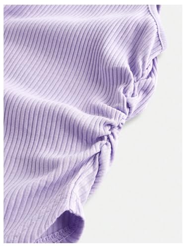 Milumia Girl's Ruched Crew Neck Sleeveless Asymmetrical Hem Rib Knit Tank Top4