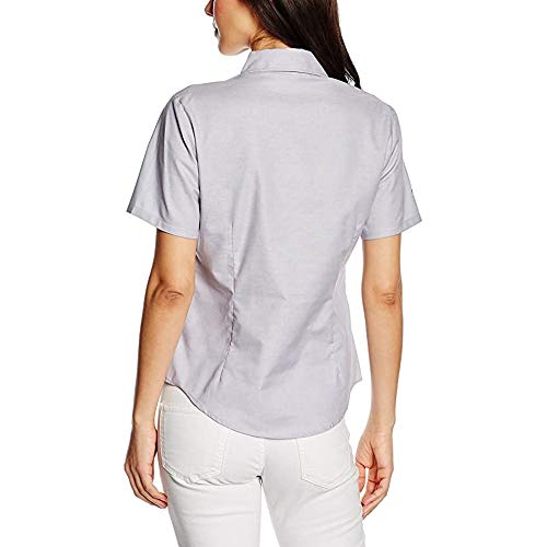 FRUIT OF THE LOOM Women's Oxford Short Sleeve Shirt, Oxford Grey, S UK