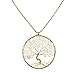 Cultured Freshwater White Pearl Eternal Tree of Life Brass Beads Long Necklace