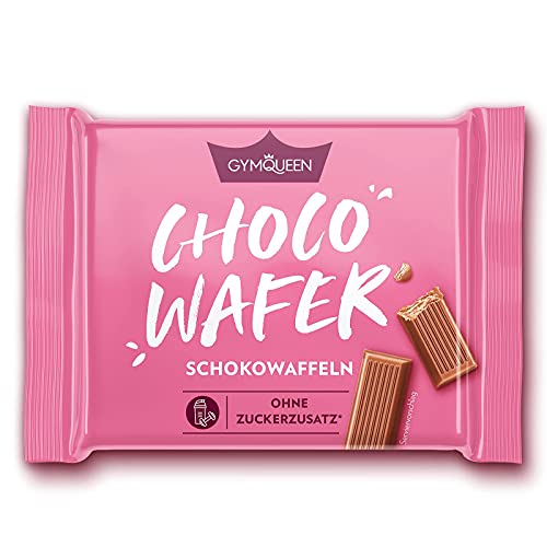 GymQueen Choco Wafer 3 x 21.5g, Zuckerreduzierte Schoko-Waffeln, umhüllt mit Vollmilchschokolade, 86% weniger Zucker als herkömmliche Schokoladen-Waffeln, Packung mit drei 21.5g Choco Wafer Cover