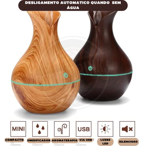 Difusor de Aromas Purificador de Ar Umidificador Vasinho Elétrico Ultrassônico 130ml Aroma Ar e Ambi
