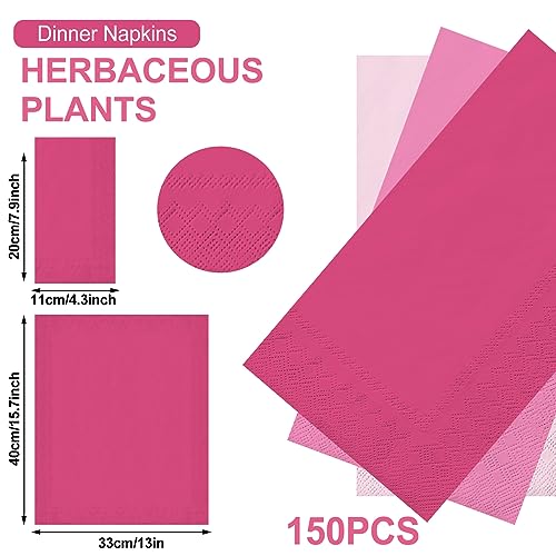 Serviettes de table réunion Whaline 150 pièces jetables roses - 2