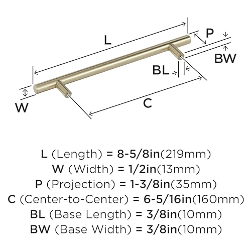 Image of Amerock 6-5 /16 inch Bar Pulls Golden Champagne Drawer Pull | 6-5 /16 inch (160mm) Center-to-Center Mounting Distance and 8-5 /8 inches Overall Length, Durable Carbon Steel Cabinet Hardware