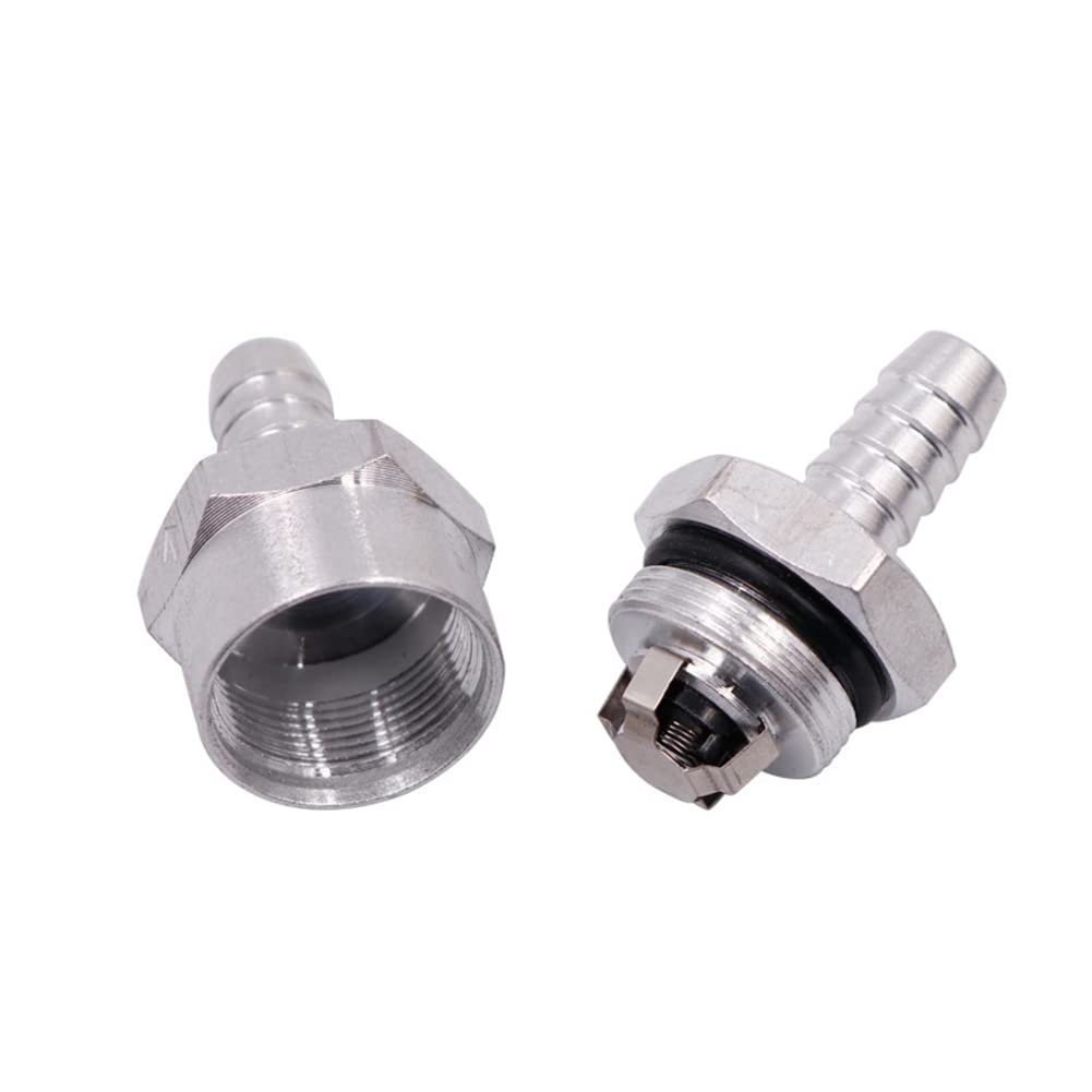 Produktbild von Kraftstoff-Rückschlagventil 6mm Alu – Einwegventil Für Vergaser & Niederdrucksysteme, Inkl. Schlauchschellen (2 Stk.)