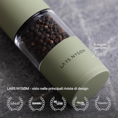 LARS NYSØM Set di macine per sale e pepe in acciaio inossidabile con macinino in ceramica regolabile 2 pezzi I Designer Spice Mill Set (Carbon Black) - immagine 6
