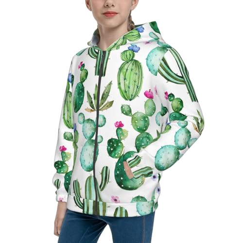 Cactus Plants1 Kid Hoodies Boys Zip Up Sweatshirts Girls Pullover with Pocket