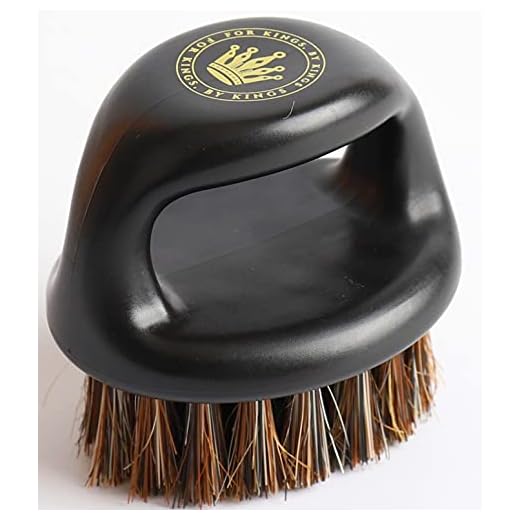 CROWN Professional Wavers Barbers - Luxury Glossy Palm 360 Waves Brush - Medium Hard Boar Bristles - For Men with Durags, Wave Cap, Butter or Pomade (Knuckle Brush)