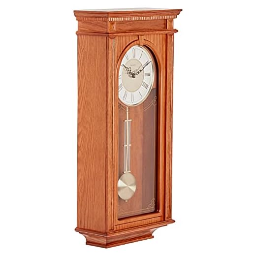Bulova C4419 Manorcourt Chiming Clock, Golden Oak Finish, Brown