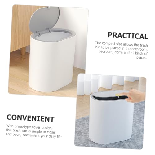 Caneca de basura rectangular con tapa plateada 8L miniatura 7