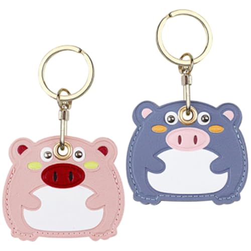 Genérico Protector de Llavero de Pu Funda para Tarjetas de Acceso, Colgante Metálico Resistente para Llaves y Bolsos, Pack de 2 Unidades Color Aleatorio