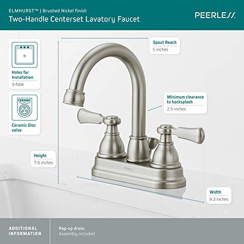 Peerless P2665LF-BN Elmhurst Two-Handle Bath Faucet Centerset, Brushed Nickel by Peerless - Used condition - Image 3