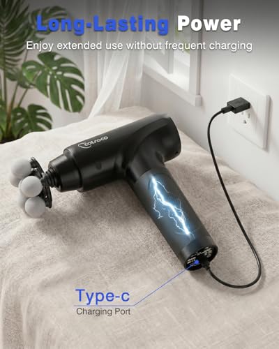 Image of cotsoco Massage Gun Deep Tissue, Percussion Massage Gun with 10 Massage Heads & 20 Speeds, Muscle Massage Gun with Large 6-Ball Head, Portable Back Massager Gun with Carry Case, Gifts for him