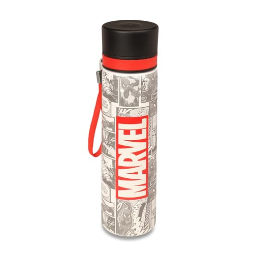 Image of SKi Homeware ALIA Premium Stainless Steel Sipper Bottle for Kids | 3D Disney Touch & Feel Print | Wide Mouth + Sipper | BPA-Free, Odorless | 900ml | Leak-Proof | Carrying Sling | Marvel