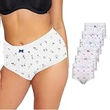 Harte & Soul Women’s 100% Cotton 6 Pack Full Briefs – Assorted Floral Design Soft Lace Trim Knickers | High-Waisted, Full Coverage Everyday Underwear (Sizes 10–24)
