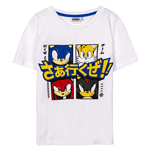 T-Shirt für Kinder Sonic - Weiß und Bedruckt - Größe 12 Jahre - Kinder T-Shirt Kurzärmelig aus...