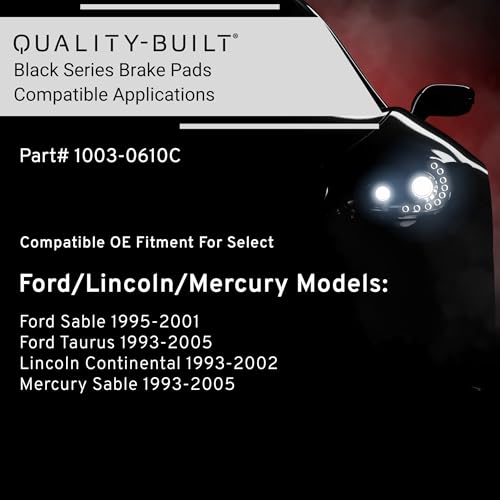 Image of QUALITY-BUILT Rear Ceramic Brake Pads, Black Series 1003-0610C, Compatible with 1993-2005 Ford /Lincoln /Mercury (Continental,Sable,Taurus)
