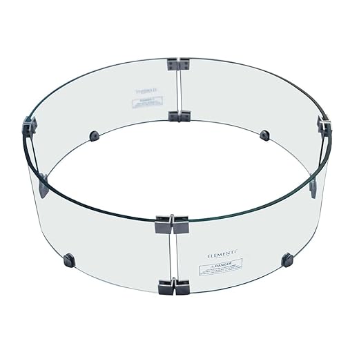 Elementi Outdoor Lunar Bowl Fire Tempered Glass Round 30 x 30 x 7 inches Heavy Duty Firepit Table Accessory Wind Screen, Clear