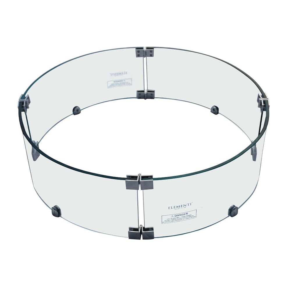 Elementi Outdoor Lunar Bowl Fire Tempered Glass Round 30 x 30 x 7 inches Heavy Duty Firepit Table Accessory Wind Screen, Clear