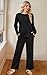Two Piece Outfits for Women Fall Lounge Sets Pullover Top Wide Leg Pants Sweatsuit 2026 Black M