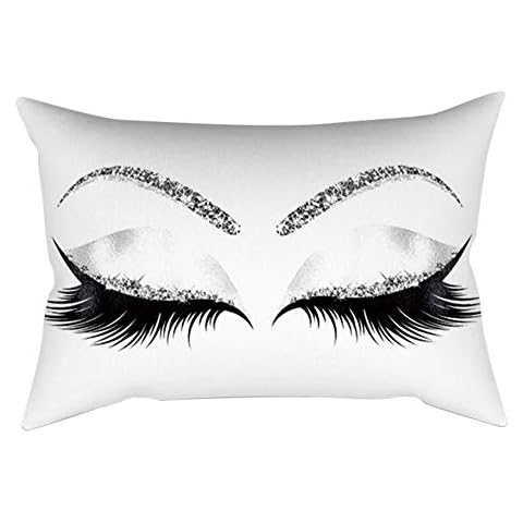 Rockyin Eyelashes Cushion Cover Eyebrow Pattern Cushion Cover Sofa Comfortable Pillow Case Home Decor G 30 x 50cm Personalised Cushion Cover Printed Photo Gift for Home Sofa Bed Car Cover