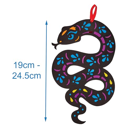 Baker Ross FN355 Jahr der Schlange Glasmalerei Dekoration Kits - Packung mit 6, Chinesisches Neujahr Kunst und Kunsthandwerk für Kinder