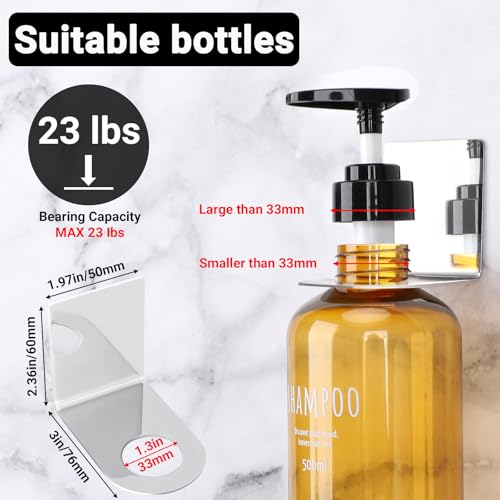 Image of Segbeauty Stainless Adhesive Shampoo Bottle Holder, Dia 1.3inch 3.3cm Non-Drill Soap Dispenser Holder Set Silver, 3pcs Rustproof Shampoo Holder for Shower, Bottle Wall Mounted Rack for Toilet Kitchen