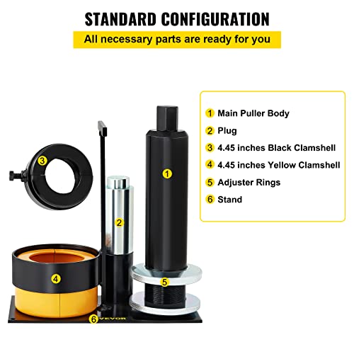 Image of VEVOR Carrier & Pinion Bearing Puller, Compatible with Dana 30, 40, 60, 70, Ford 9 inch Bearings, Pinion Puller Tool with 2 Clamshells, 45# Steel Clamshell Carrier Bearing Puller for Auto Repair