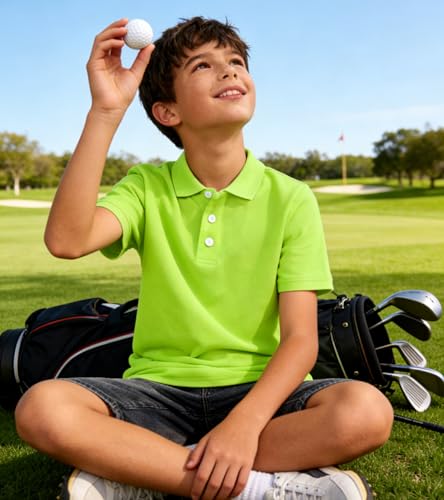 Image of uideazone Boys Polo Shirts Dry Fit Performance Golf Short Sleeve Casual School Uniform Size 5-14