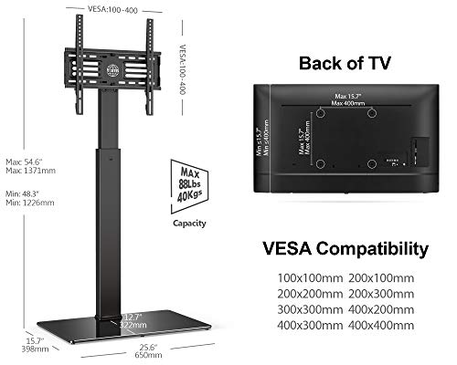 Fitueyes Universal Floor Tv Stand Base With Swivel Mount For 32-55 65 Inch Flat And Curved Screen Tvs, Black Tv Stands With Cable Management Modern Style Tt106001Mb #TOP4
