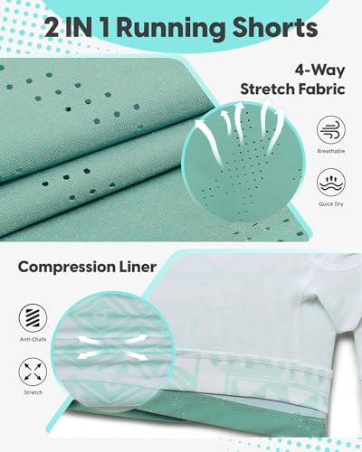 Image of maamgic Mens Running Shorts with Compression Liner 5 inch Quick Dry Workout Shorts Anti-Chafe Gym Shorts 2 in 1 Athletic Shorts