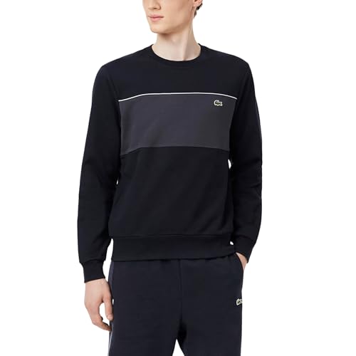 Lacoste Men's Colour-Block Fleece Sweatshirt, Blackbird/Graphite, Medium