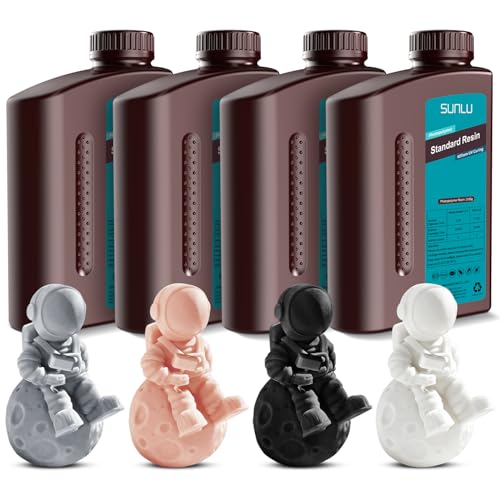 Image of SUNLU 3D Printer Resin Bundle, 395 to 405nm UV Curing 3D Printing Liquid Photopolymer Resin, Low Shrinkage and High Precision,(Grey+Black+White+Beige,1kg Per Bottle,4kg in Total)