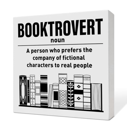 Book Lover Decor, Reader Bookish Decorations, Gifts for Book Lover Bookish Bookworms Book Nerds, Book Lover Librarian Gifts for Women Men, Book Lover Wooden Box Sign, Booktrovert