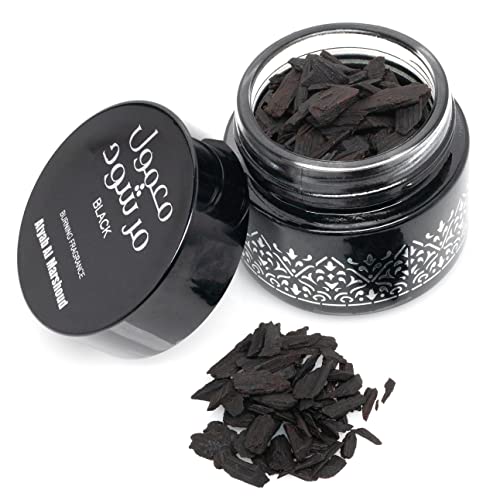 Atyab Al Marshoud Luxury Bakhoor Oud Incense - Orange, Jasmine, Rose, Apple, Patchouli, Musk, Amber - Bakhoor Burner - Incense Burner - Meditation Decor & Stress Relief Home Fragrance - Black - 36g