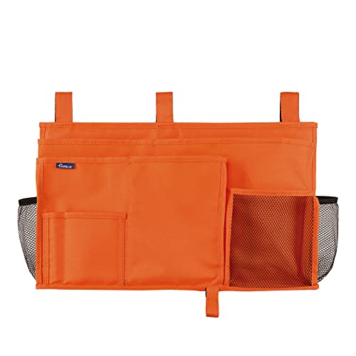 Image of Surblue Caddy Hanging Organizer Bedside Storage Bag for Bunk and Hospital Beds, Dorm Rooms Bed Rails(8 Pockets),Orange