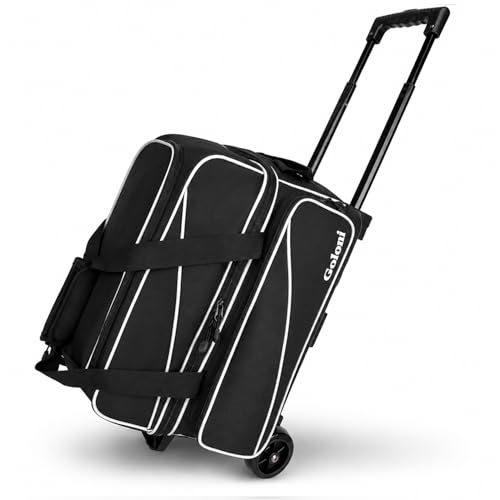 Goloni 2-Ball Bowling Bag with Wheels - Double Roller Design with Shoe Compartment, Durable Bowling Tote for Adults, Men Woven