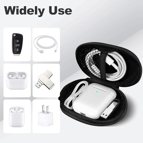 Image of Oval Earbud Case Portable EVA Carrying Case Storage Bag Cell Phone Accessories Organizer with Carabiner for Earphone, Earbud, Earpieces, SD Memory Card, Camera Chips, Black1