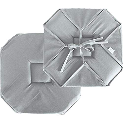 ED ENJOY HOME Galette de Chaise à Rabat, 40x40 cm, Gris Clair, avec Nouettes, 100% Polyester, Tissu Certifié Oeko-TEX, Satinée, Collection Basic