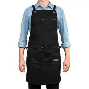 Professional Chef Kitchen Apron with Double Towel Loop ? 10 oz Cotton for Cooking, BBQ and Grill ? Men Women Design with 3 Pockets, Quick Release Buckle and Adjustable Strap M to XXL (Black)