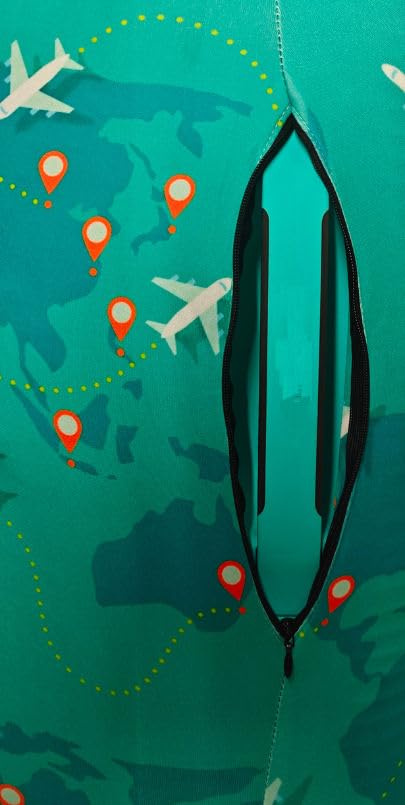 Image of Printed Luggage Cover for Traveling Bag & Suitcase - Stretchable & Scratchproof Trolley Protector with Velcro Lock & Lightweight Washable Material(Suitcase Bag Not Included, Only Cover in Product)